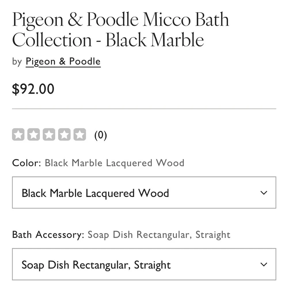 Pigeon & Poodle Gray Black Marble Lacquered Wood Soap Dish
